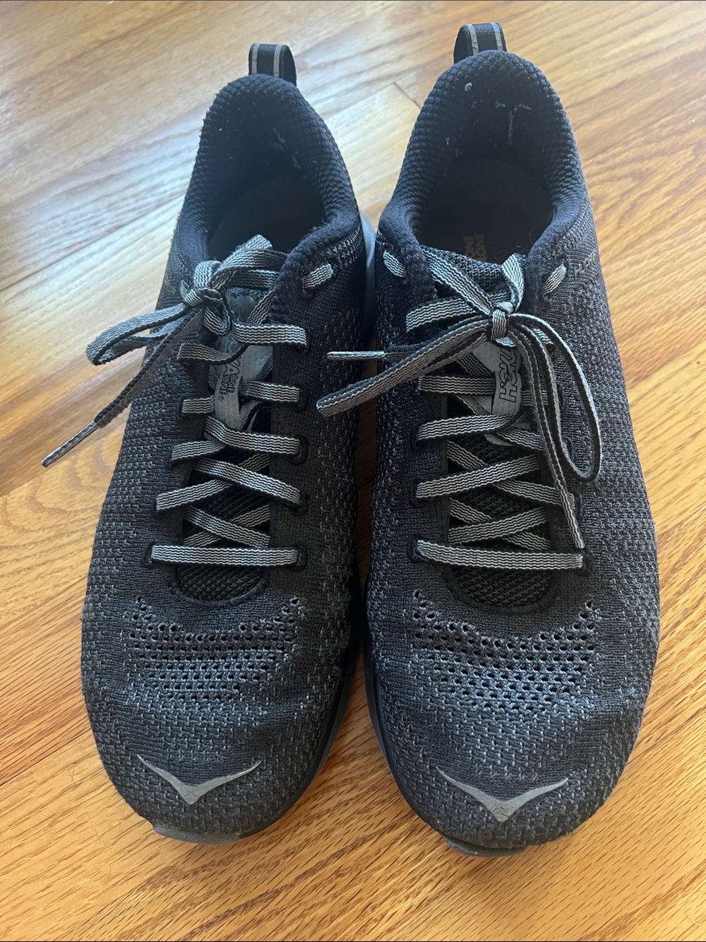 Hoka Black Knit Lace-Up Running Sneakers